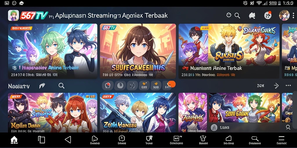 Screenshot 567TV menunjukkan berbagai pilihan anime yang menarik.