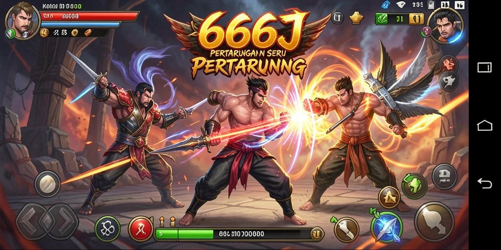 Tangkapan layar utama 666J menampilkan aksi pertarungan yang mendebarkan.