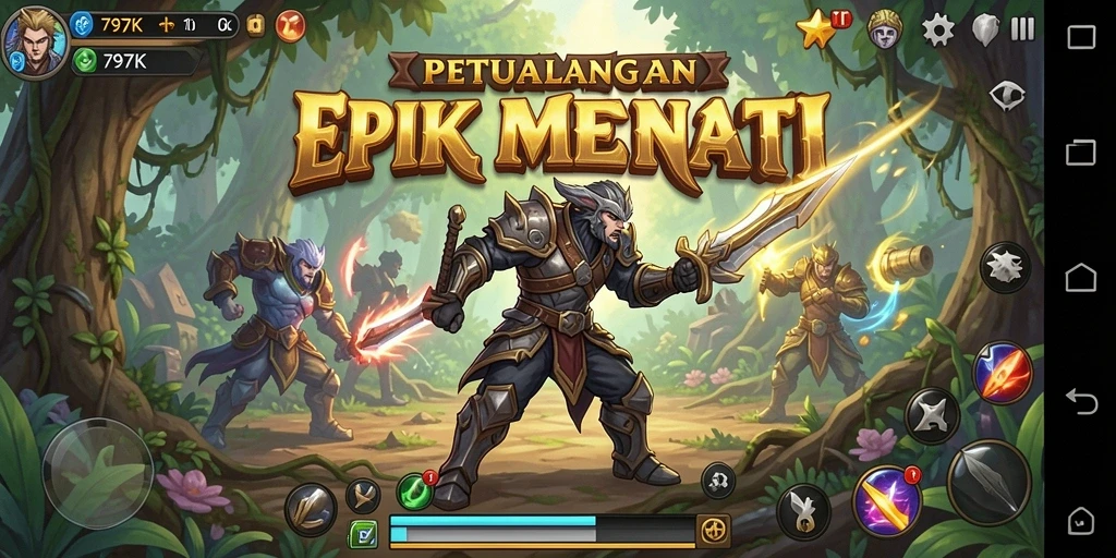 Tangkapan layar utama permainan 797K menampilkan petualangan seru dan visual yang menakjubkan.