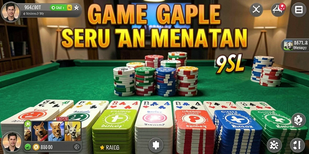 Gameplay seru Gaple di 9SL dengan teman-teman.