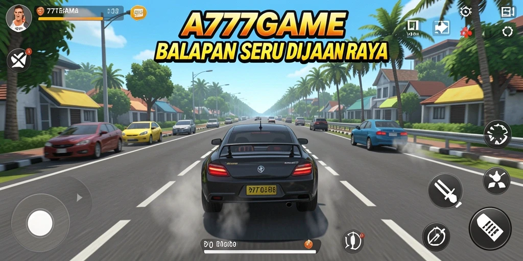 Tampilan gameplay menegangkan dari balapan di A777GAME.