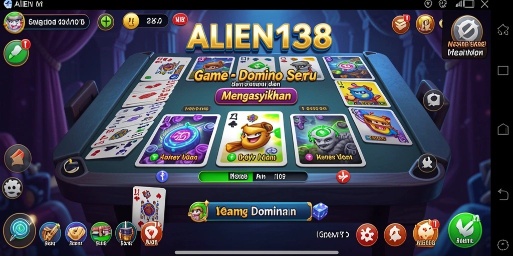 Tampilan gameplay seru ALIEN138 dengan kartu Domino mendebarkan.