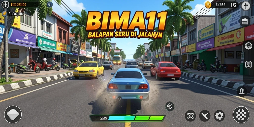 Gameplay BIMA11 yang menggembirakan dengan aksi balapan yang mendebarkan.