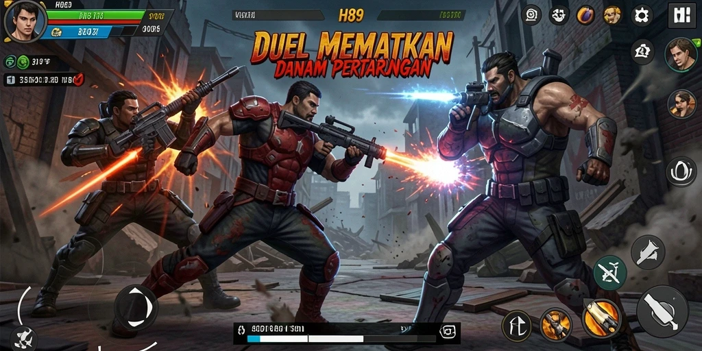 Tampilan gameplay H89 dengan aksi pertarungan yang cepat dan mendebarkan.