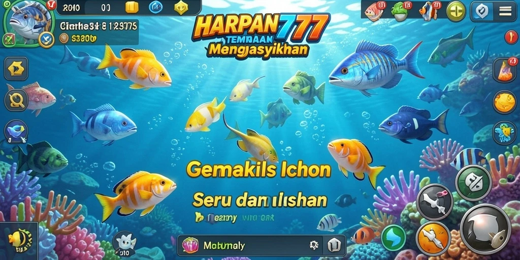 Tangkapan layar gameplay HARAPAN777 yang menunjukkan aksi tembak ikan yang seru.