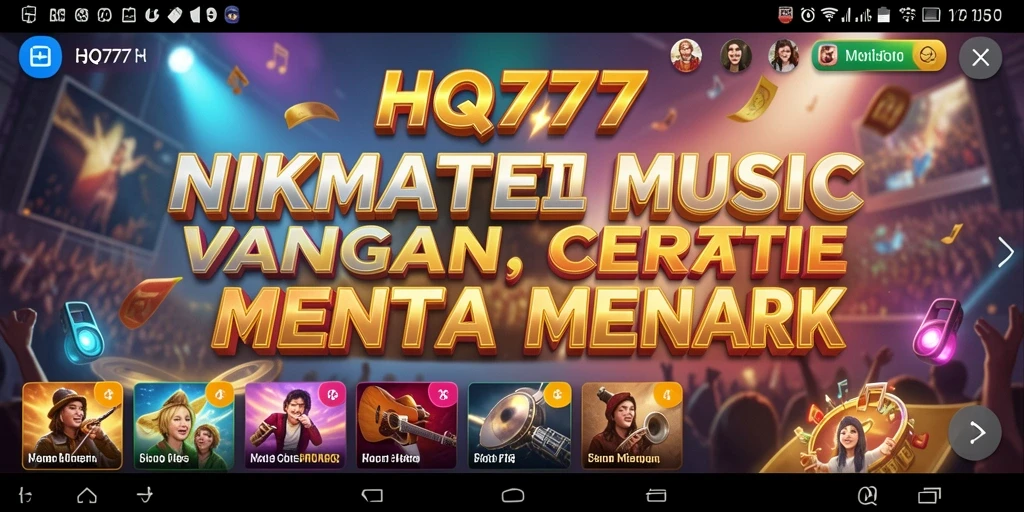 Tampilan utama gameplay HQ777 dengan interaksi musik yang seru.