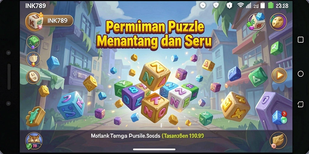 Tampilan gameplay INK789 dengan teka-teki menarik dan warna-warna cerah.