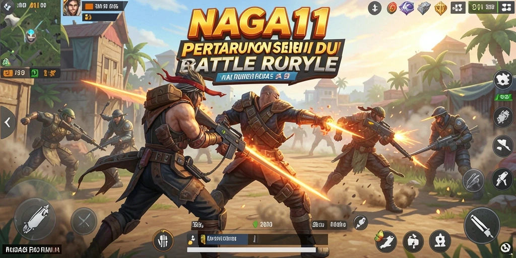 Tangkapan layar NAGA11 menampilkan momen pertempuran seru dalam gameplay Battle Royale.