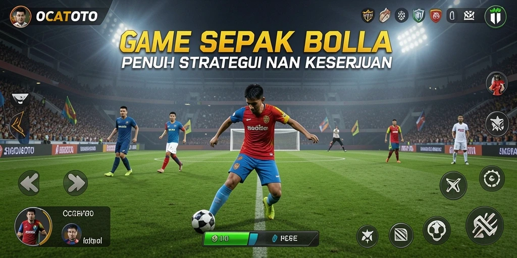 Tampilan gameplay OCATOTO yang penuh aksi sepak bola.