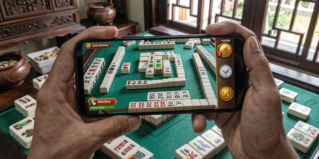Tangkapan layar P200M menampilkan gameplay Mahjong yang menarik dan interaktif.