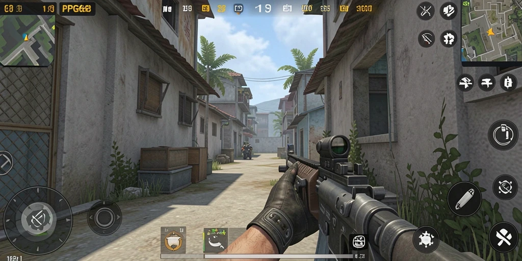 Screenshot PGG68 menampilkan aksi menegangkan dalam gameplay FPS.