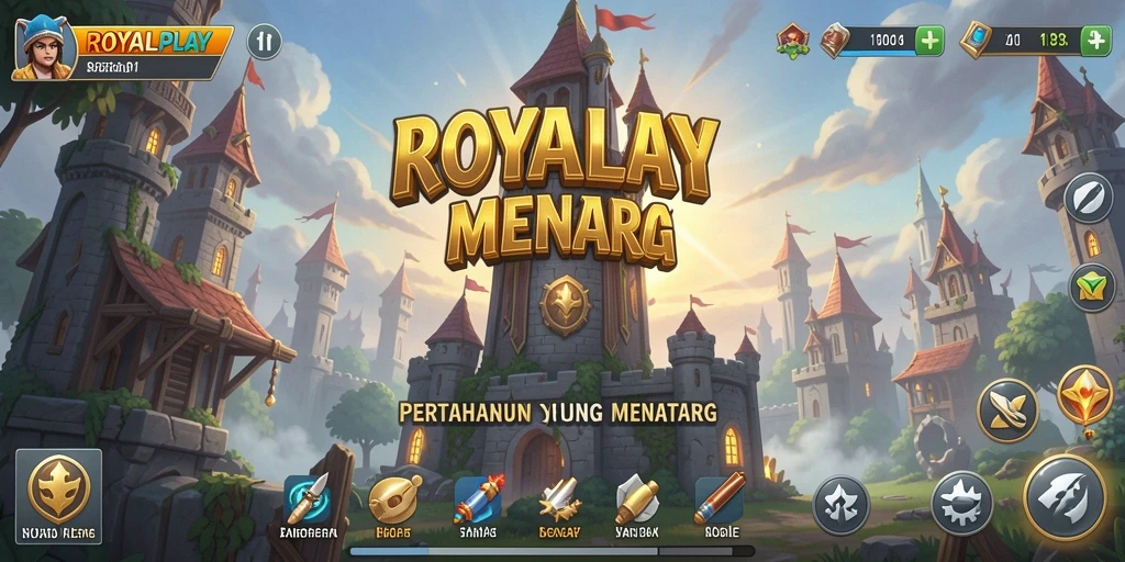 Tampilan menarik dari gameplay ROYALPLAY Tower Defense.