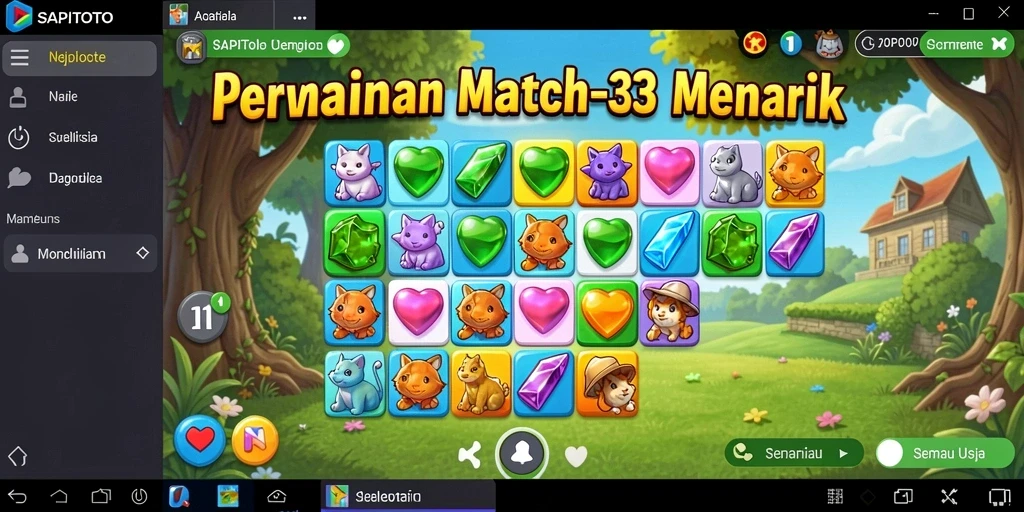 Screenshot gameplay SAPITOTO dalam aksi mencocokkan item Match-3.