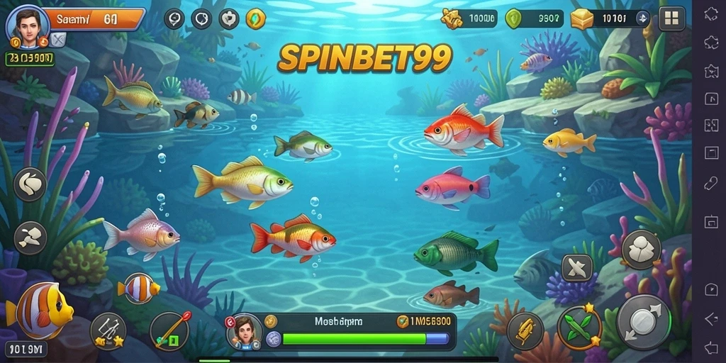 Tampilan gameplay SPINBET99 yang seru dengan aksi memancing.