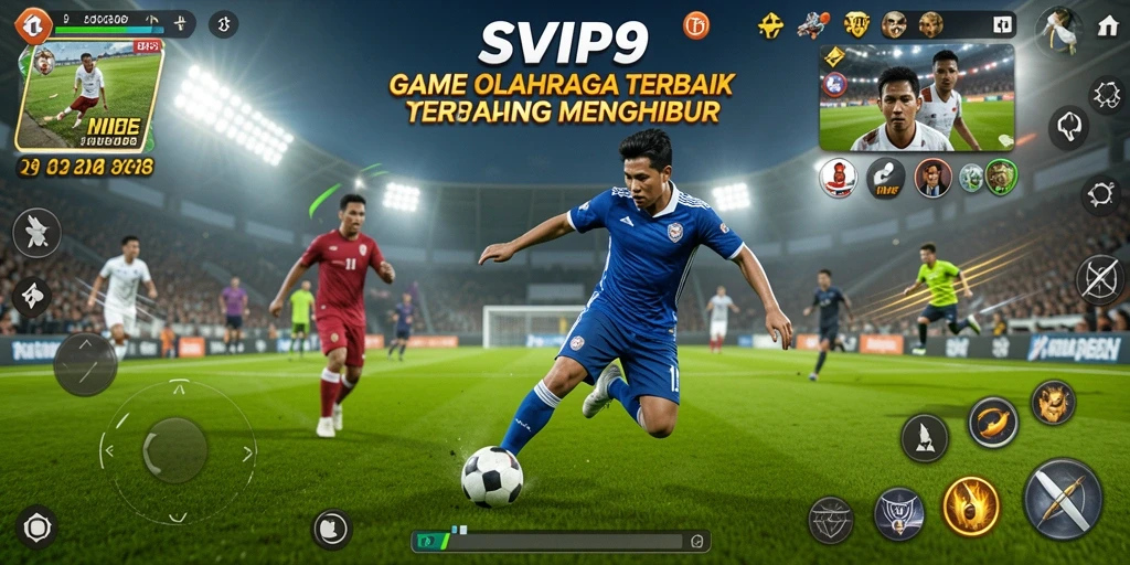 Screenshot utama SVIP9 menampilkan suasana kompetitif dalam olahraga.