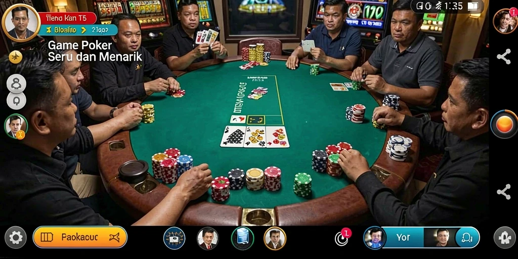 Screenshot T6 menunjukkan momen mendebarkan dalam permainan Poker.