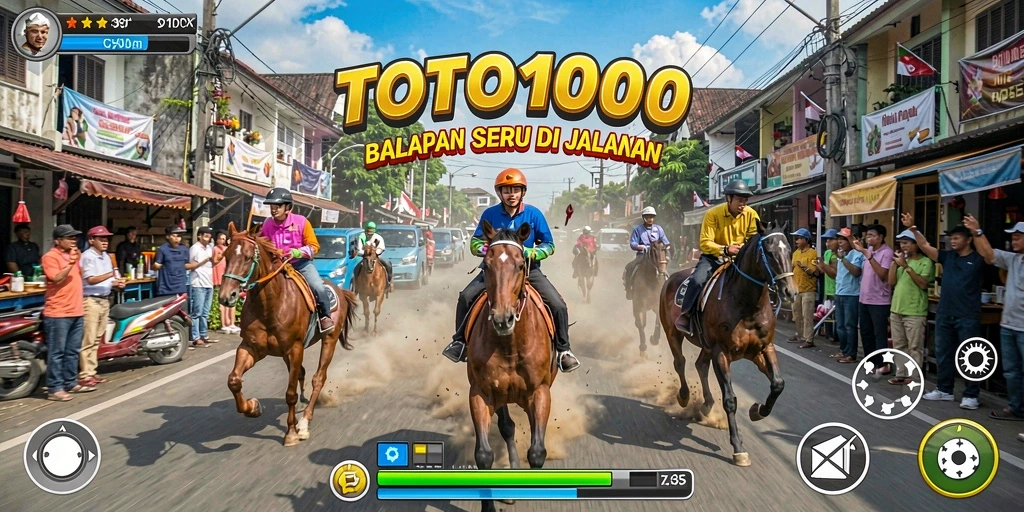 Screenshot gameplay TOTO1000 menampilkan aksi balapan yang mendebarkan.