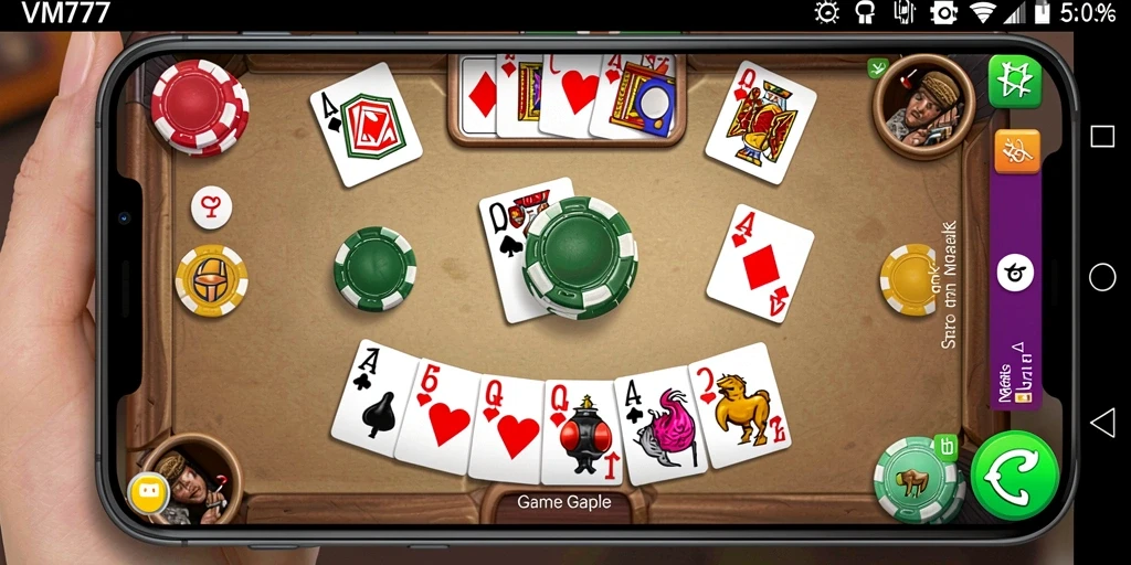 Tampilan gameplay VM777 yang seru dalam permainan Gaple.