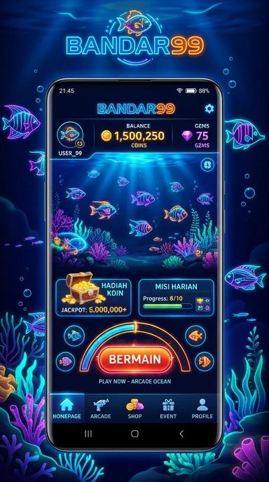 Tampilan aplikasi bandar99 di perangkat Android.